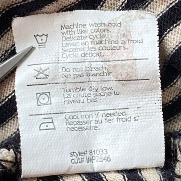 VINCE Pima Cotton Cap Sleeve Ruched Tee Black and Tan Stripes Size M - Picture 8 of 10